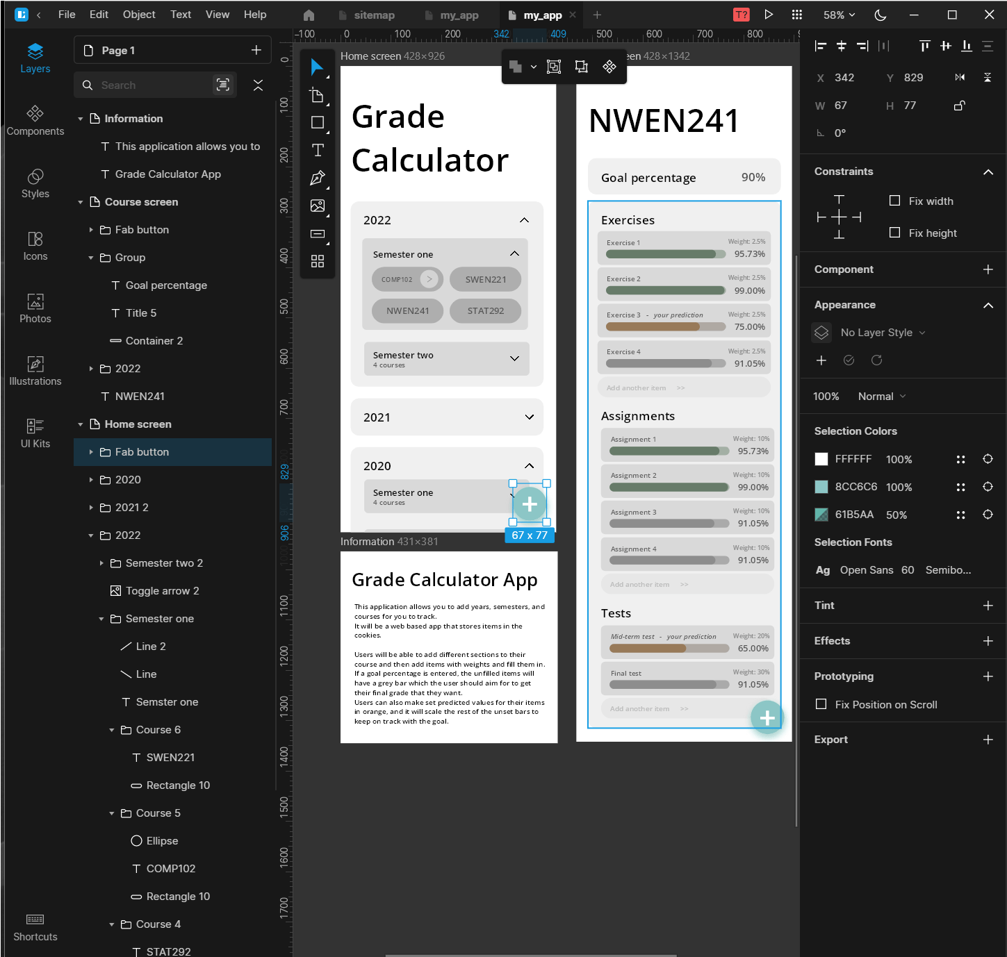 Grade calculator screenshot