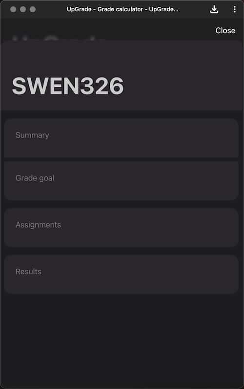 Grade calculator screenshot