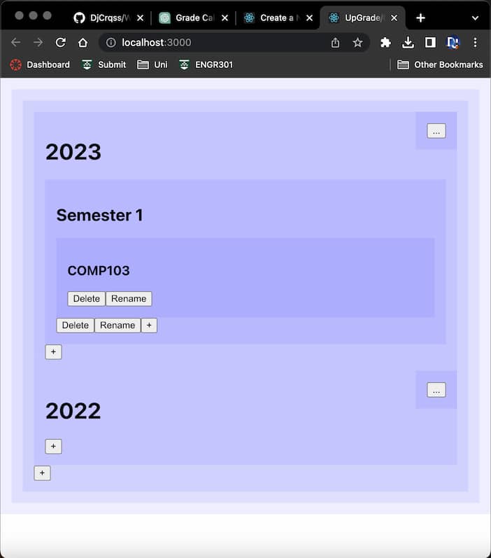 Grade calculator screenshot